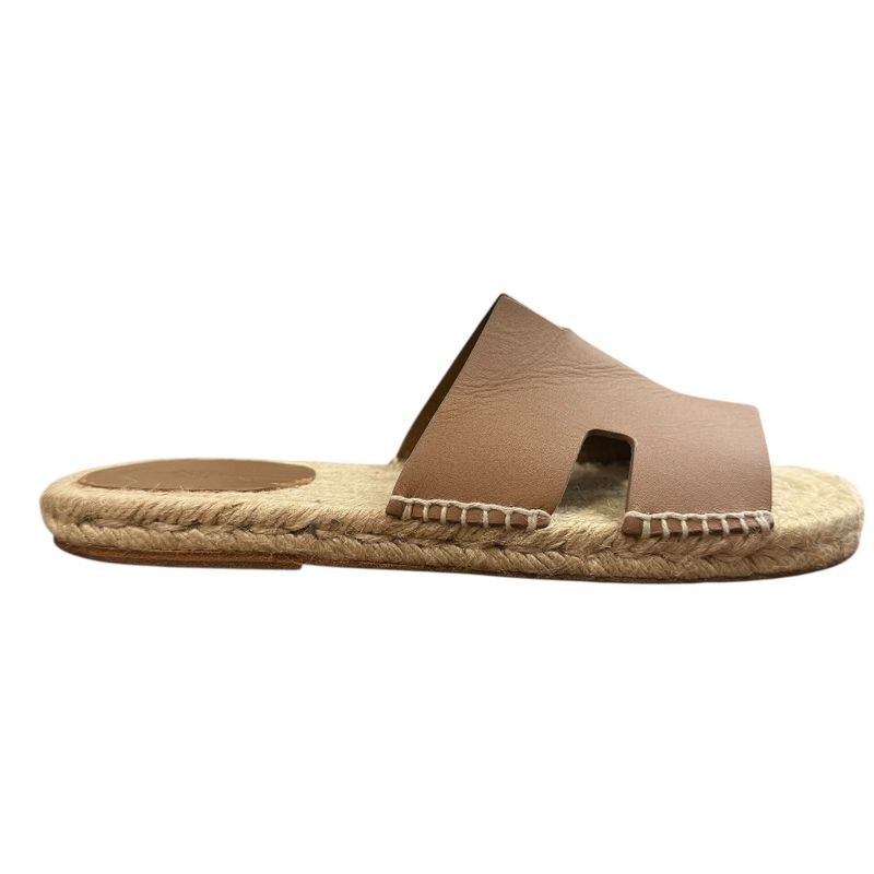 Hermes Espadrille Antigua Flat Leather Sandals 42 Approx 27cm (10.63in) Brown