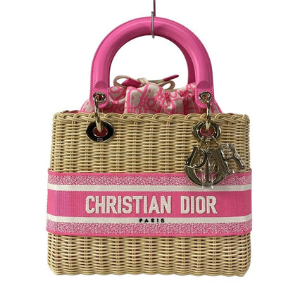 Dior/christian Dior Handbag Lady Dior Medium Bag Beige And Pink And White