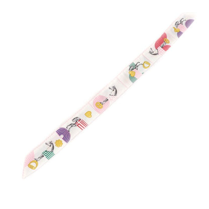 Hermes Garde Robe Pop Garde Robe Pop 100% Silk Blanc/multi Colore Twillie Scarf