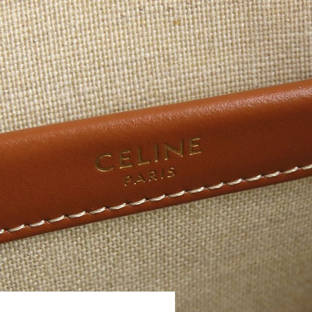 Celine Small Cabas Thais Tobacco Tan Canvas Leather 2-Way Shoulder Bag — view 5