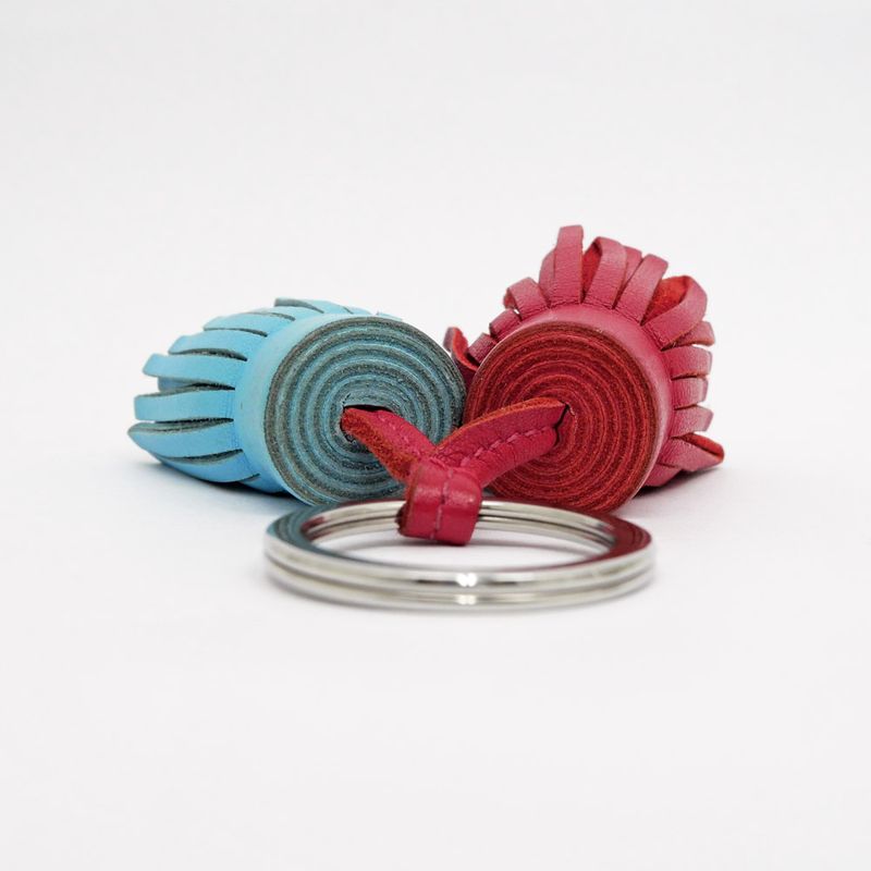 Hermes Carmen Duo Unodos Celeste Light Blue-type Red Key Holder Charm