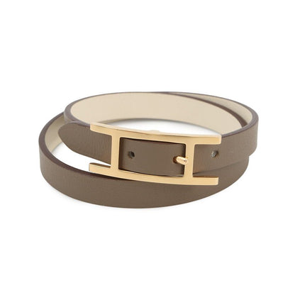 Hermes Behapi Double Tour Etoupe Nata Gold Swift T2 Bracelet