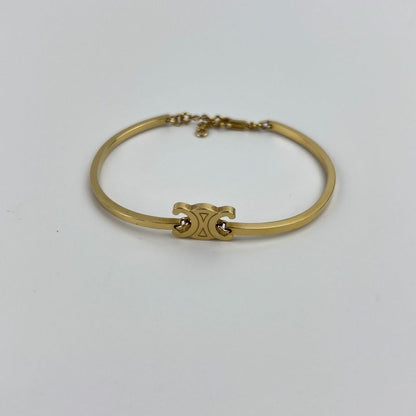 Celine Logo Triomphe Accessory Bracelet Bangle Gold Vintage
