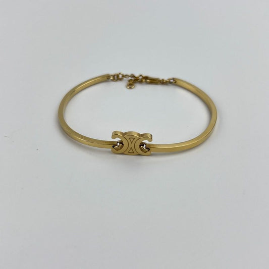 Celine Logo Triomphe Accessory Bracelet Bangle Gold Vintage