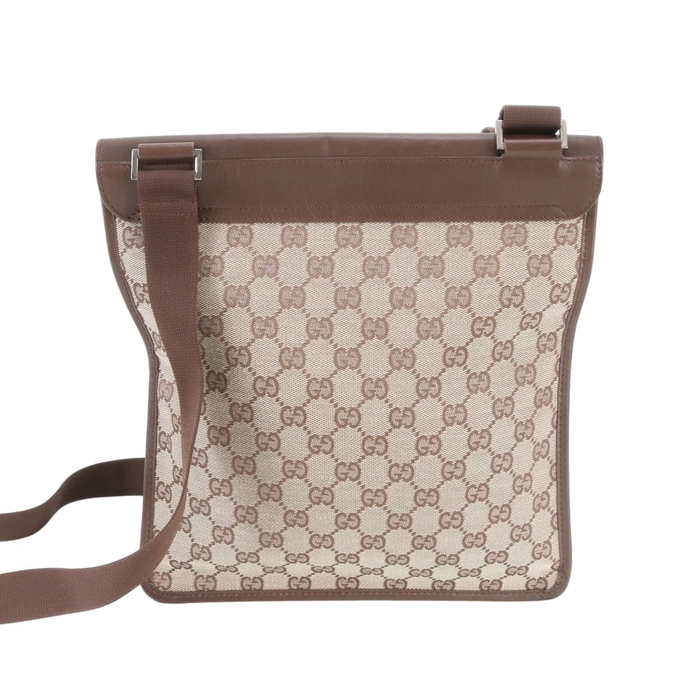 Gucci GG Canvas 019 Leather Shoulder Bag Crossbody Messenger Brown — view 2