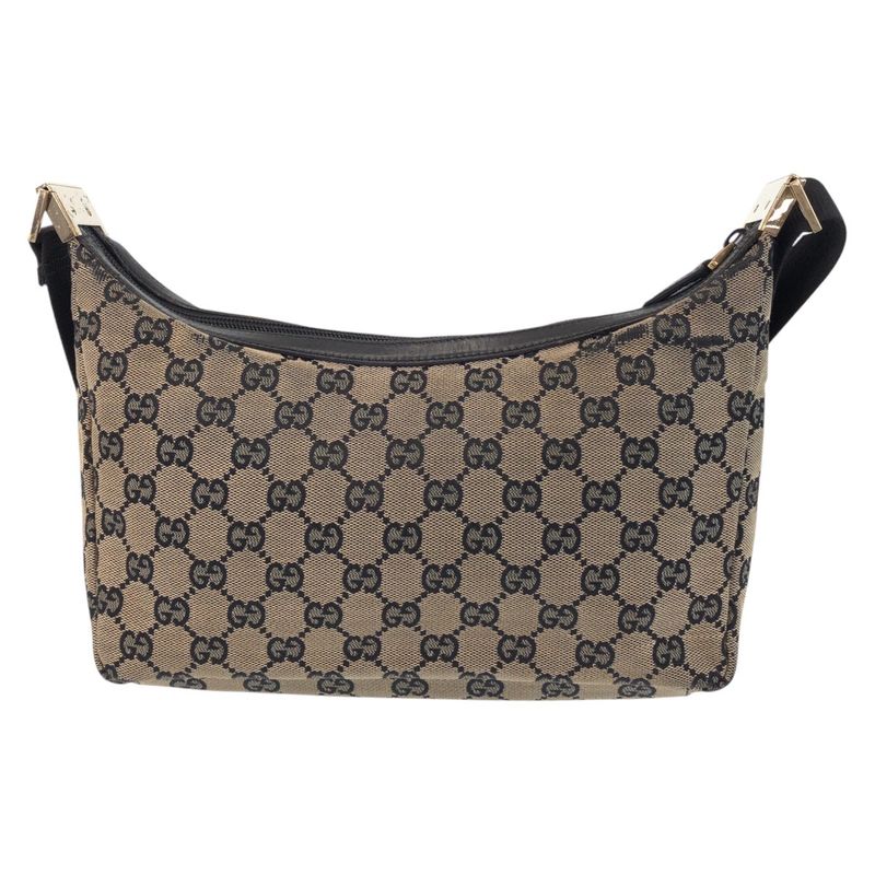 Gucci Beige Black Gold Hardware GG Canvas 019 0433 Shoulder Bag Pochette Women