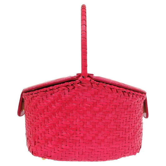 Fendi Croc Straw Bag Basket Pink 2524