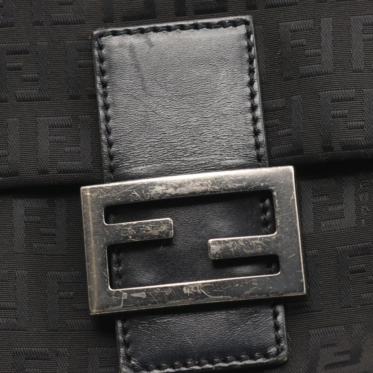 Fendi Shoulder Bag Zucchino Black Canvas Leather B — view 9