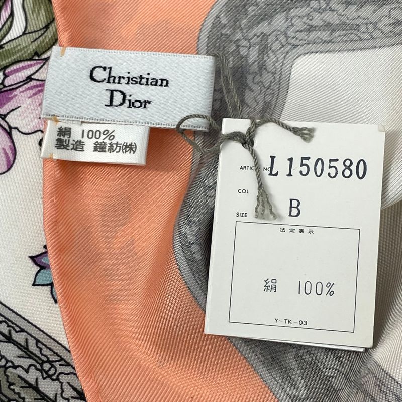 Christian DIOR Scarf Silk Floral Pattern With Box