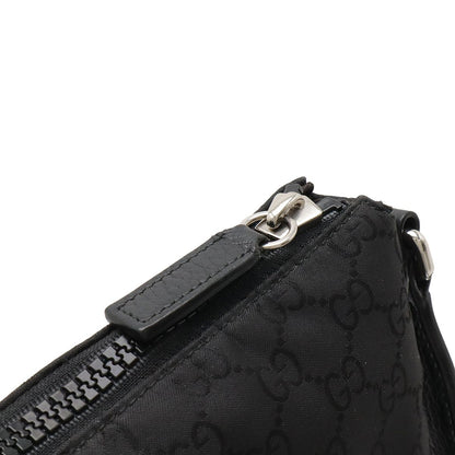Gucci GG Nylon Shoulder Bag Crossbody Depth None Leather Black Black Gray