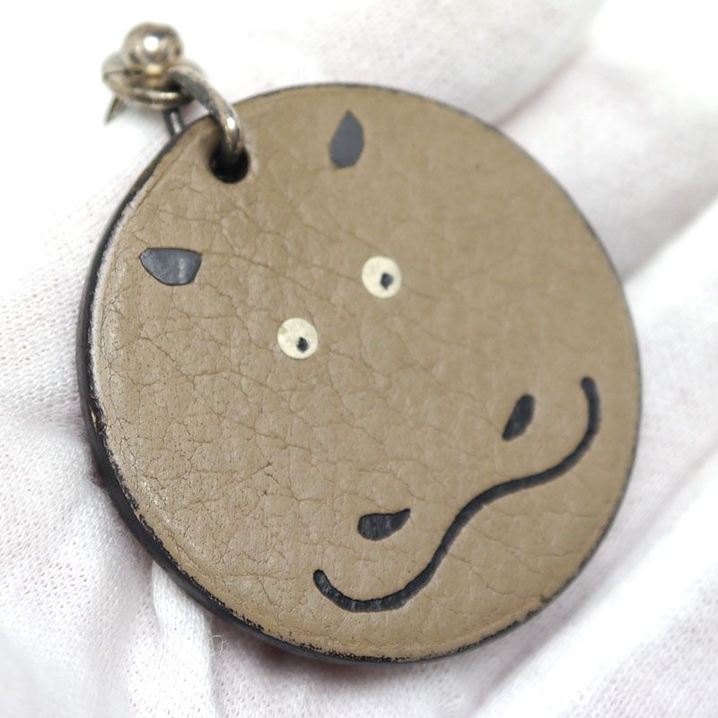 Hermes Key Holder Bag Charm Animal Charm Cabas Grayish
