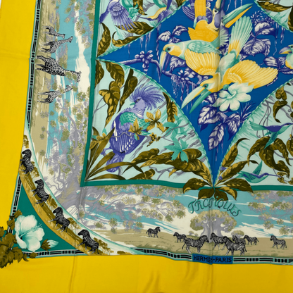 Hermes Carre 140 Large Scarf Tropiques Silk Multicolor With Box