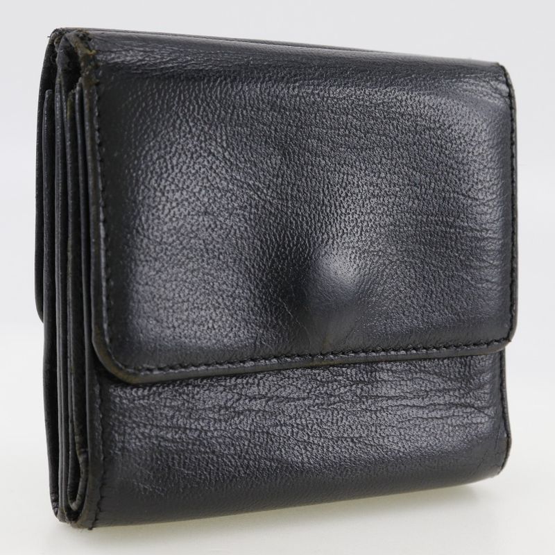 Chanel Coco Mark W Hook A13456 Calf Black Ladies Bifold Wallet