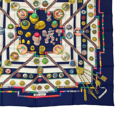 Hermes Silk Scarf Carre 90 Petite Main Seamstress Navy