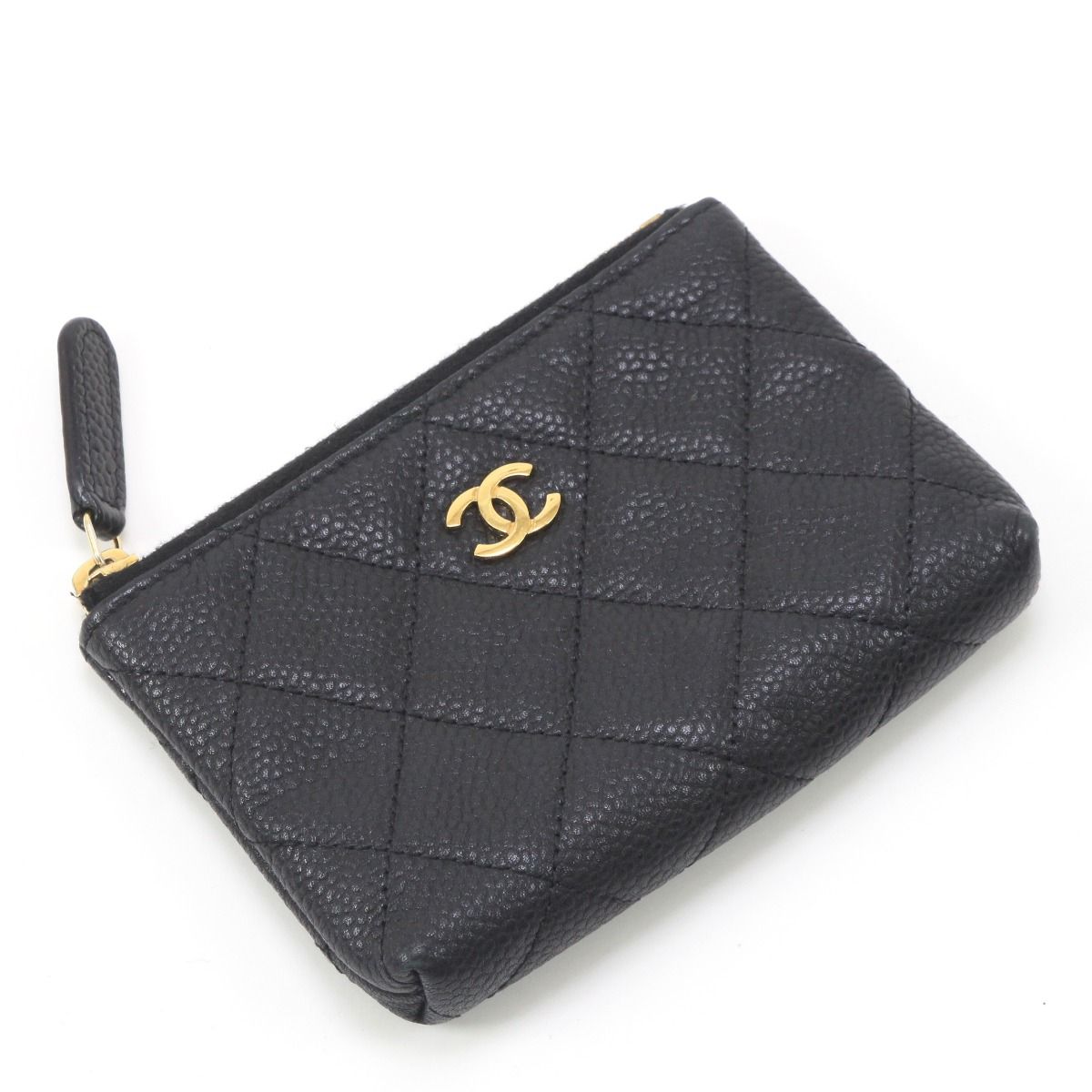 Chanel Women's Wallet Coin Case Caviar Skin 17133940 Black with Key Ring
