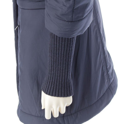 Chanel 14AW Wool Ribbed Knit Switch Down Jacket Coat Outerwear P50141 Navy 34