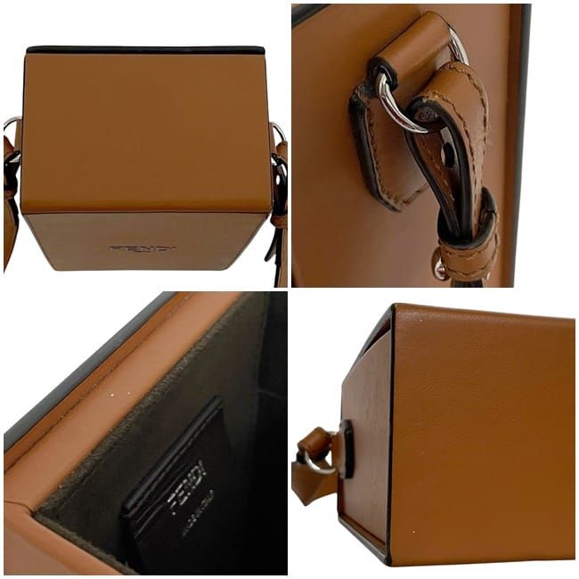 Fendi Shoulder Bag Box Bag Brown 7va519 Excellent Condition