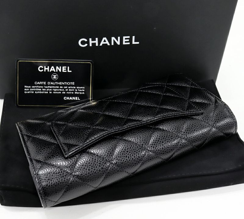 Chanel Zipper Long Wallet With Coin Purse Matelasse Classic Flap Wallet Caviar