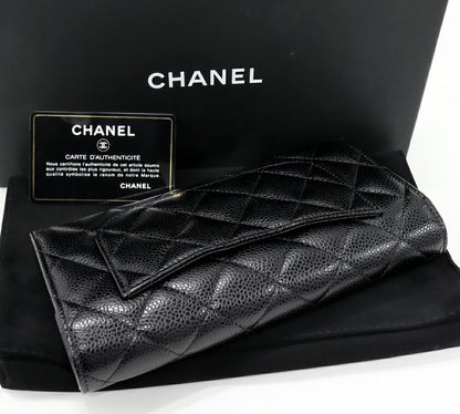 Chanel Zipper Long Wallet With Coin Purse Matelasse Classic Flap Wallet Caviar