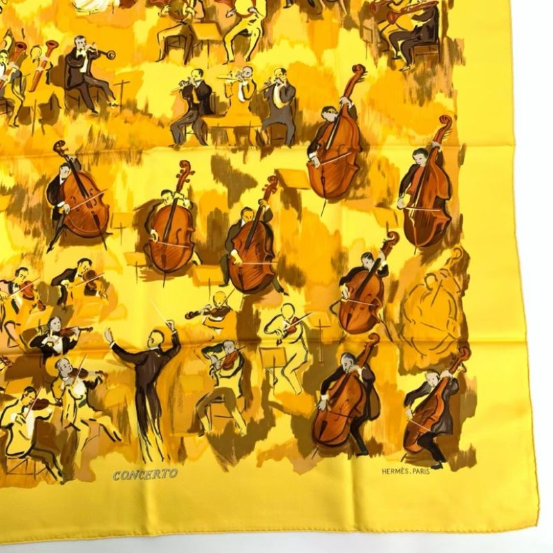 Hermes Carre 90 Concerto Scarf Yellow Tone
