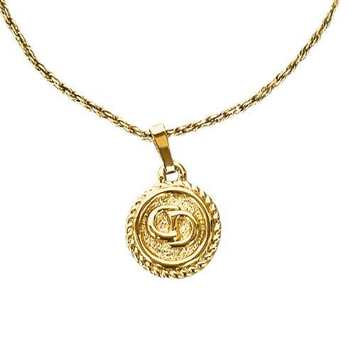 Christian DIOR Necklace Round Gold Plated Gold