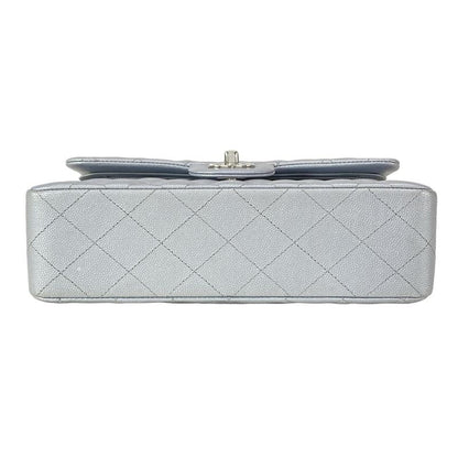 Chanel Shoulder Bag Double Flap Matelasse A01113 Metallic Gray Metal Serial
