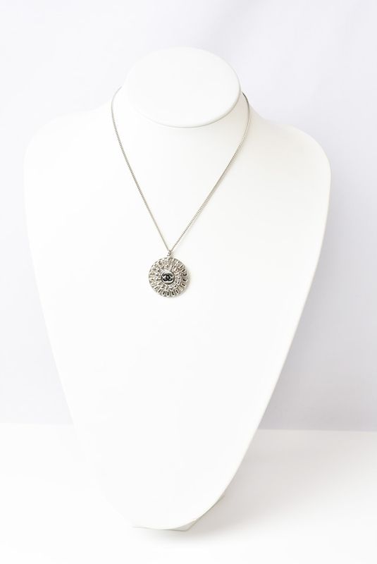 Chanel Necklace Pendant Chain Circle Motif Coco Mark CC