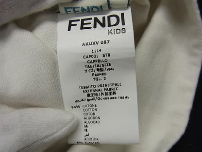 Patterned Fendi Cotton And Polyurethane Allover Kids Cap Hat Beige Fm4271