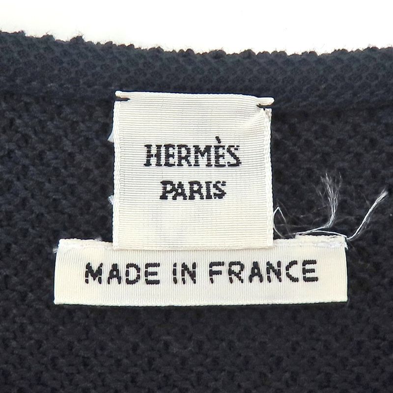 Hermes Waffle Knit Sleeveless Dress Black 100% Cotton Black Women's