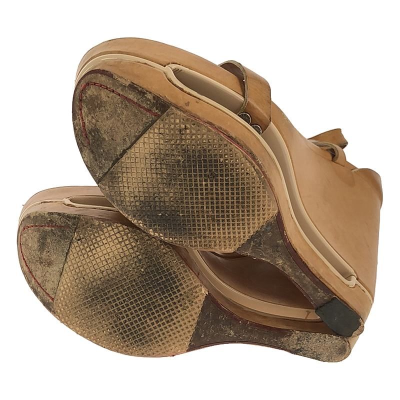 Celine - Wedge Sole Ankle Strap Sandals - Beige - Women's