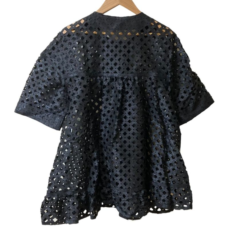 Good Fendi Short Sleeve Cutwork Shirt Blouse Size 40 Black Ladies Used