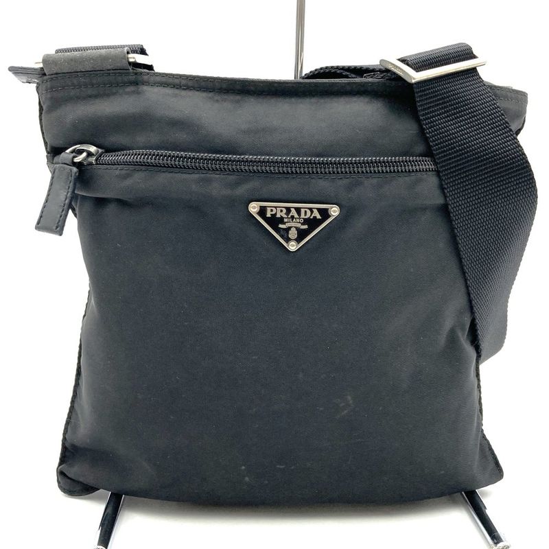 Prada Crossbody Shoulder Bag Black Nylon Triangle Logo Triangle Logo Women Men