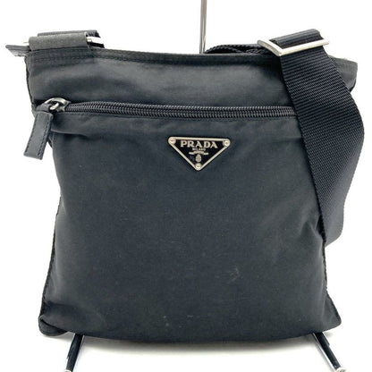 Prada Crossbody Shoulder Bag Black Nylon Triangle Logo Triangle Logo Women Men