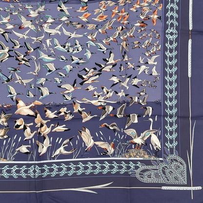 Hermes Carre 90 Libres Comme L'air The Sky Is Free Silk Scarf Blue