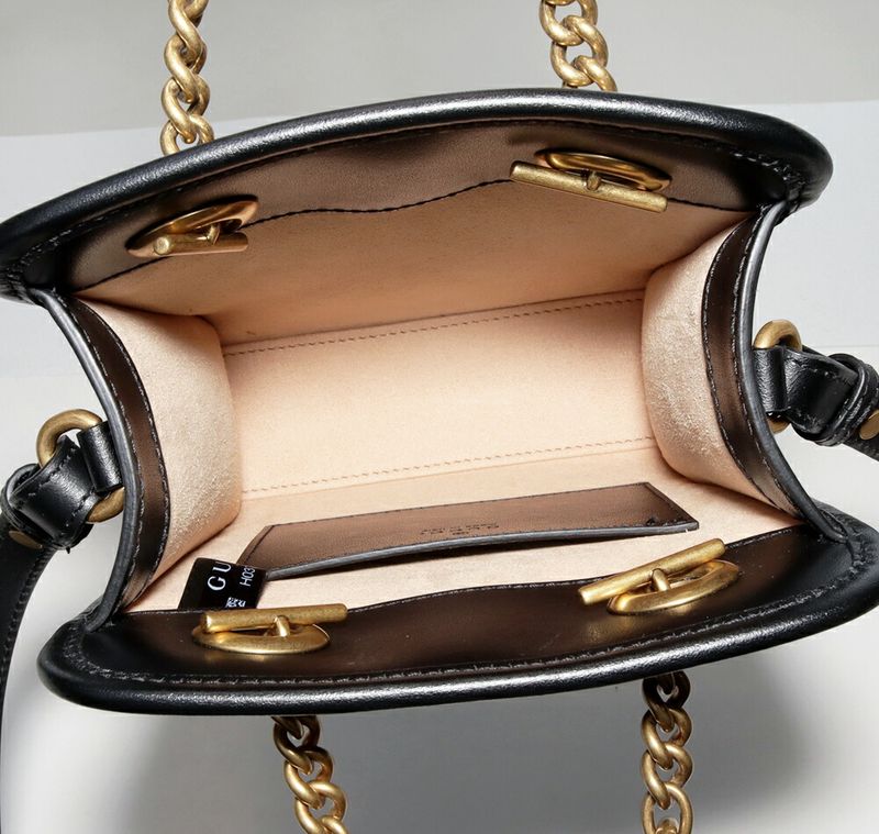 Gucci Handbag Shoulder Bag GG Marmont Quilted Calf Black 2WAY 696123