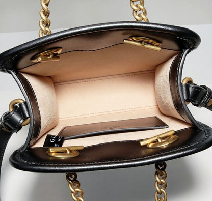 Gucci Handbag Shoulder Bag GG Marmont Quilted Calf Black 2WAY 696123