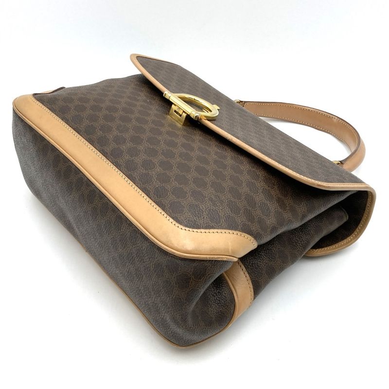 Celine M12 Handbag Brown Pvc/leather Macadam Lock Hardware Ladies Fashion