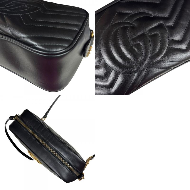 Gucci Quilted Small Shoulder GG Marmont Shoulder Bag Leather 447632 Black
