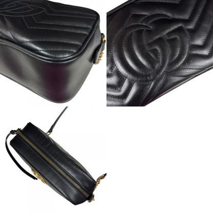 Gucci Quilted Small Shoulder GG Marmont Shoulder Bag Leather 447632 Black