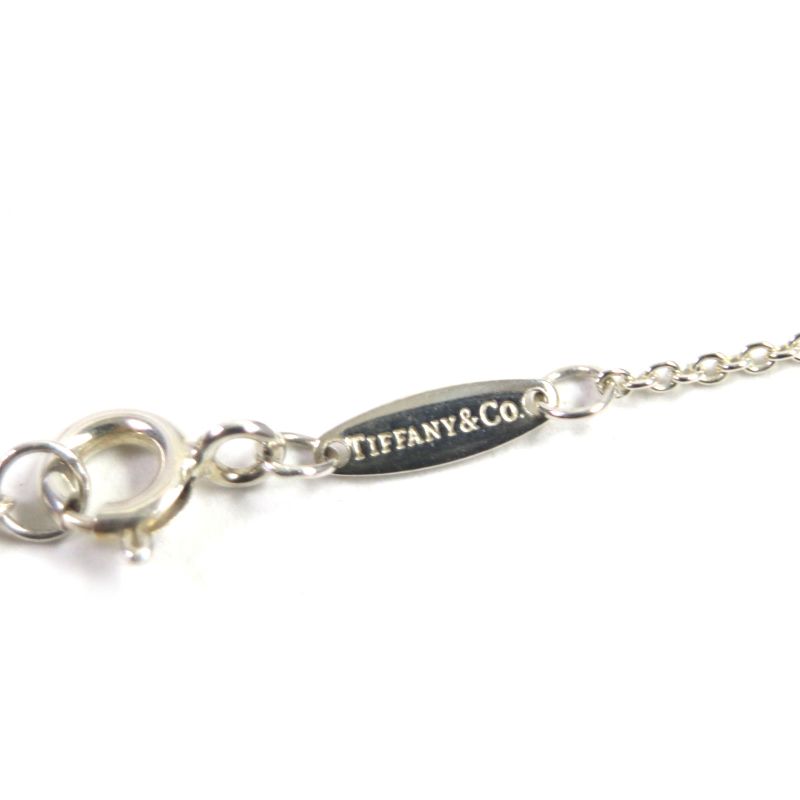  Tiffany & Co By-the-yard Ag925 1P Pink Sapphire Chain Necklace Silver Pink