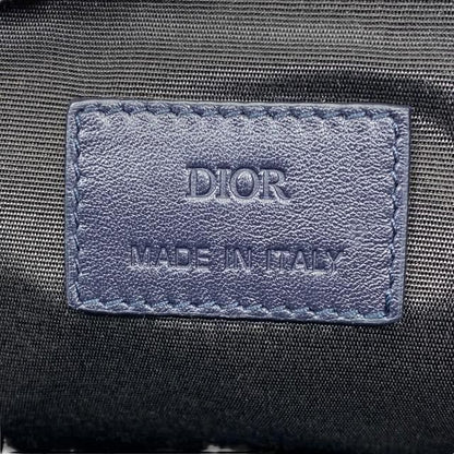 Christian DIOR Clutch Bag Second Bag Small Bag Pouch Logo Oblique Nylon Navy