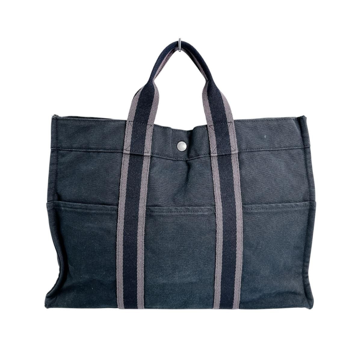 Hermes Her Line Tote MM Canvas Bag Black — view 2