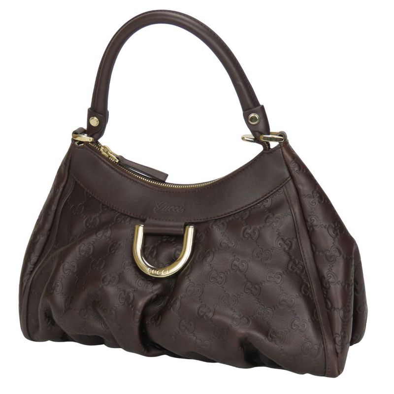 Gucci Handbag 190525 Abby Simaleather Dark Brown Gold Hardware One Shoulder