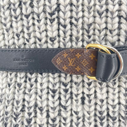 Louis Vuitton Wool Leather Dress Long Sleeves Knit Sweater Belt Box Black And