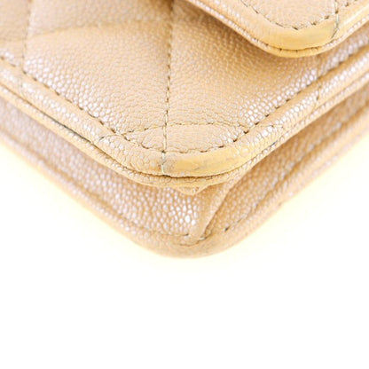 Chanel Classic Chain Wallet Matelasse Long Wallet In Calf And Caviar Skin Beige