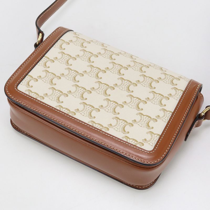 Celine Teen Triomphe Bag Triomphe Canvas 18888 2BZ4 01BC Shoulder PVC Calf