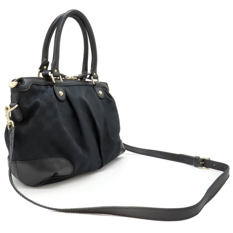 Gucci 2way Bag Sookie 2way GG Canvas Black Gold Hardware Black Shoulder Handbag