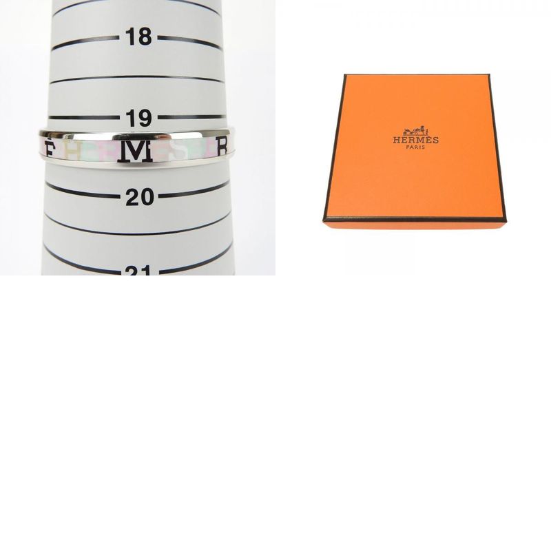 Hermes Bangle Emile PM Enamel Metal Multicolor Light Gray Silver Hardware