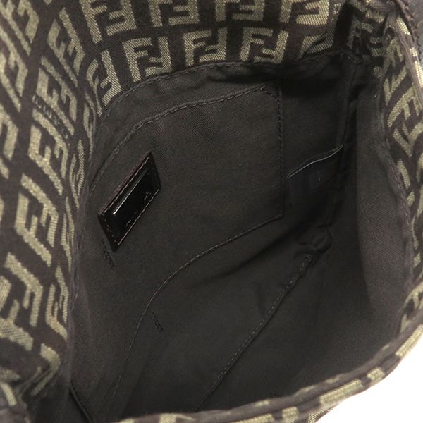 Fendi Shoulder Bag Zucchino Canvas Leather Brown Silver Hardware Brown 8bt075