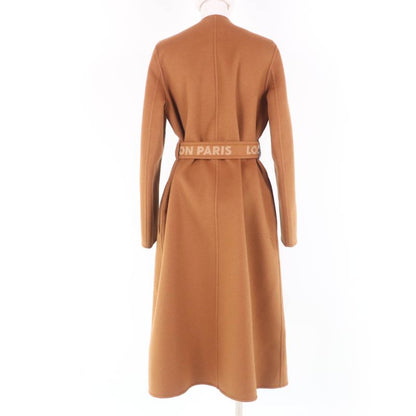 Louis Vuitton Wool Silk-blend Lined Monogram Belted Collarless Long Length Coat